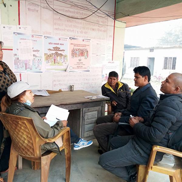 MC’s enumerators conducting survey with local representatives at Punarbas village in Kanchanpur district of Sudurpaschim Province